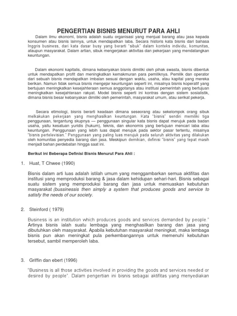 Pengertian Bisnis | PDF