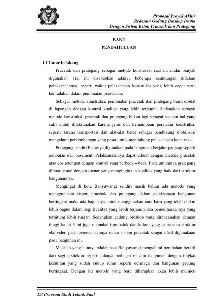 Proyek yang memahami kegiatan bidang utama manajemen proyek dan. Proposal Teknik Sipil Pdf