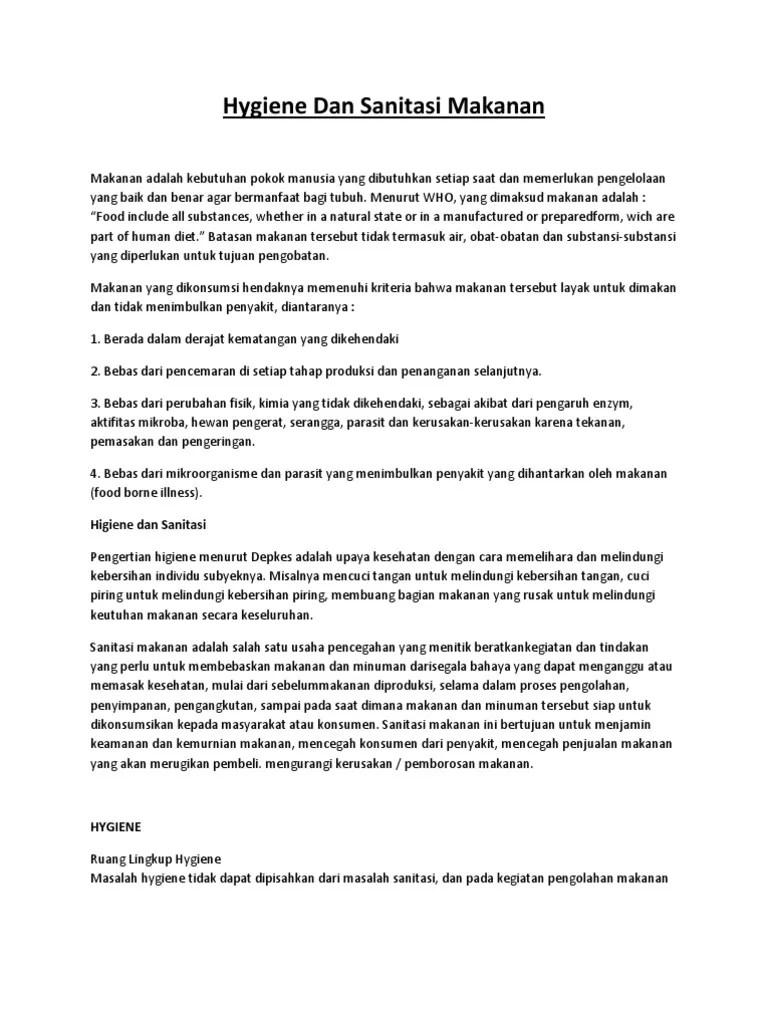 Hygiene &amp; Sanitasi Makanan | PDF
