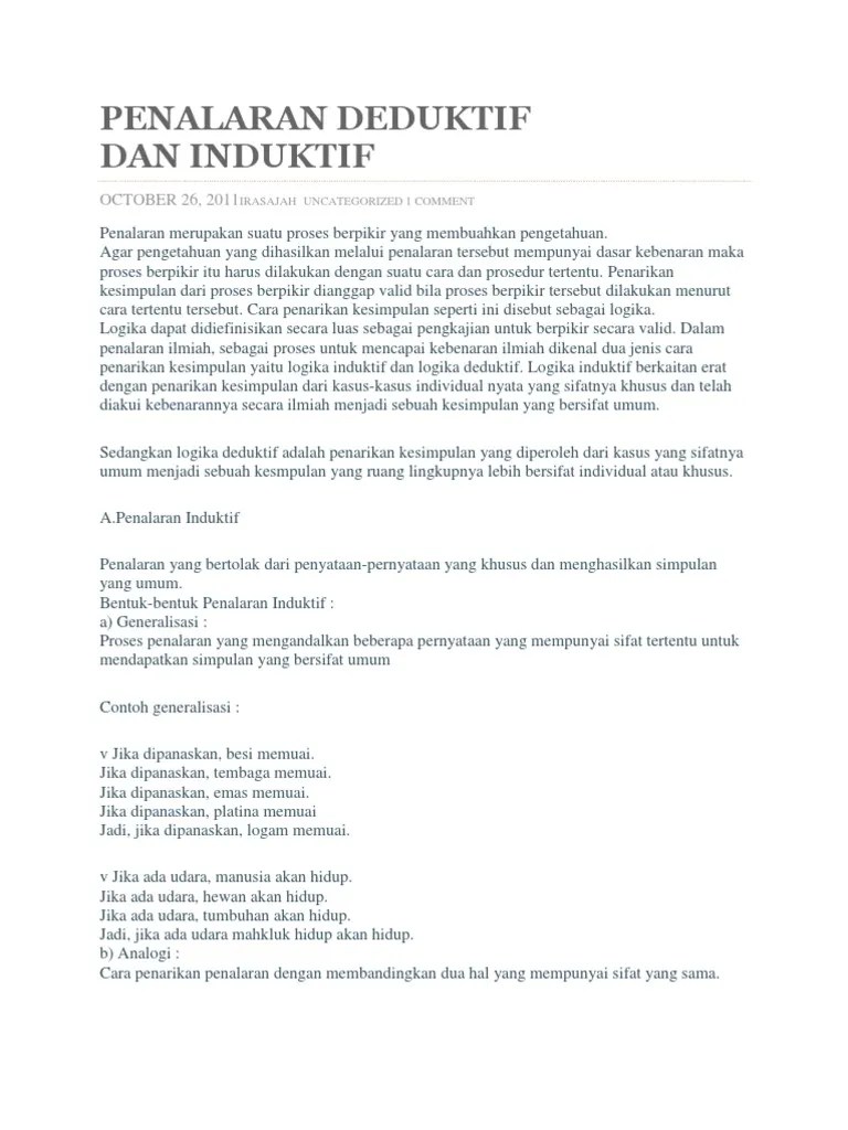 Contoh Penalaran Induktif Dan Deduktif Dalam Matematika – Belajar