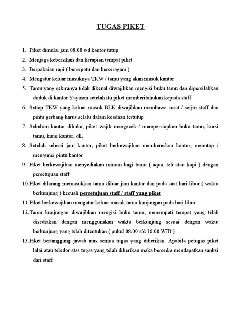 Tugas Piket Kantor | PDF