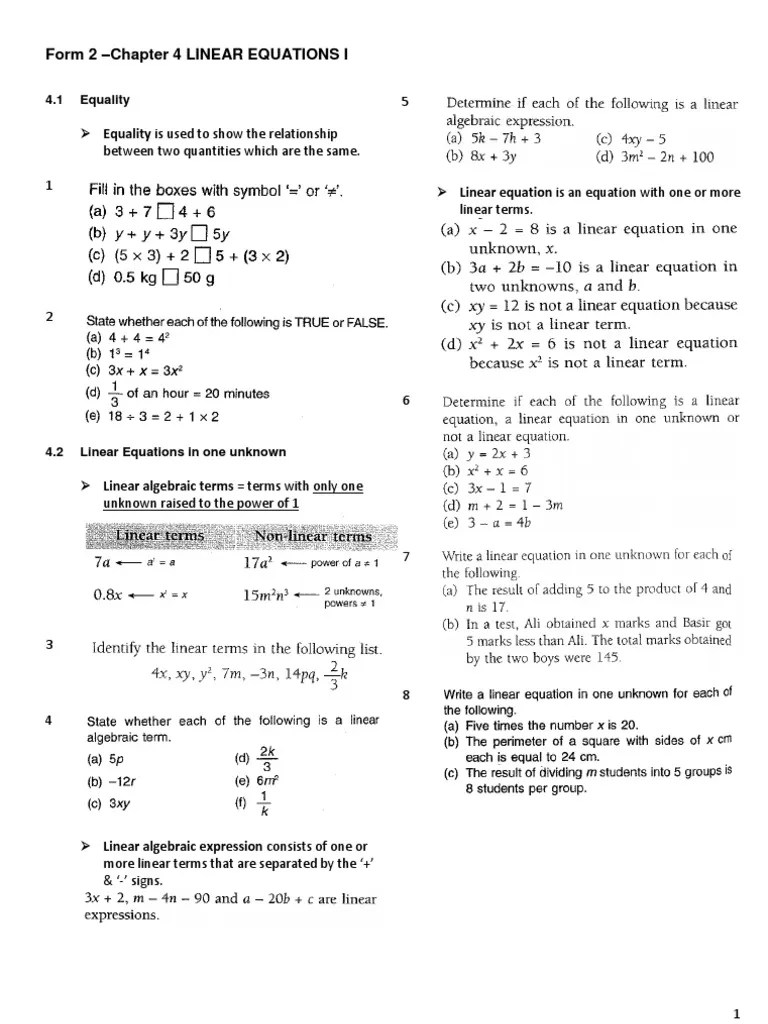 Mathematics Form 2 Chapter 6 Exercise / Mathematics Form 2 Kssm