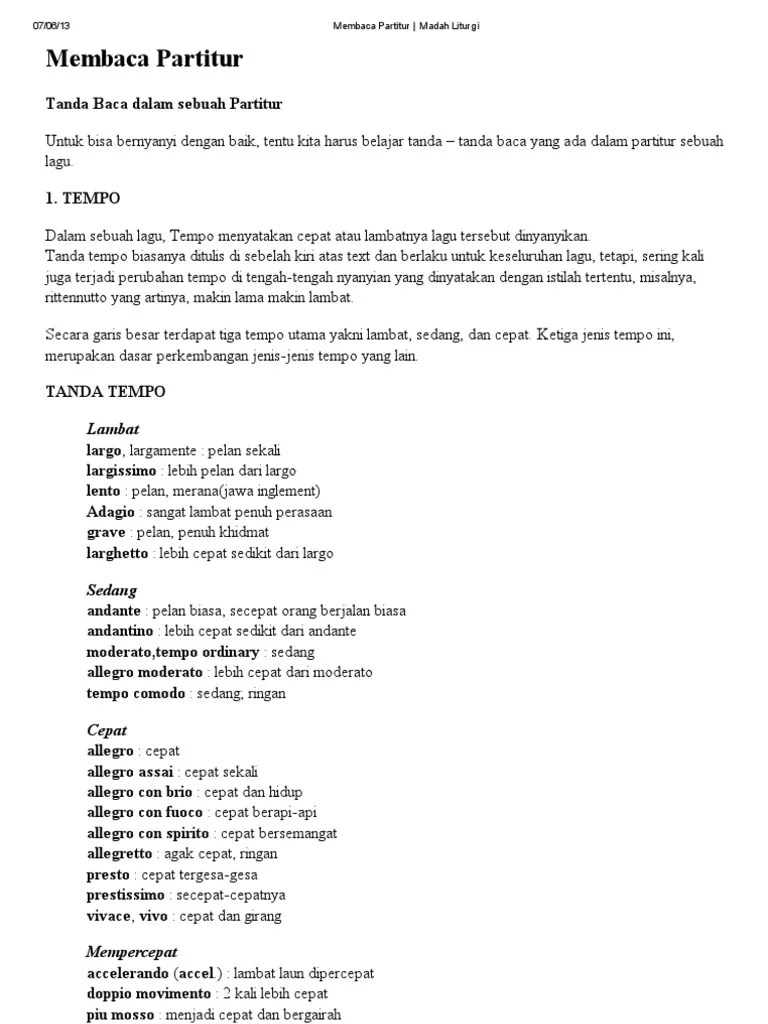 Membaca Partitur - Madah Liturgi | PDF