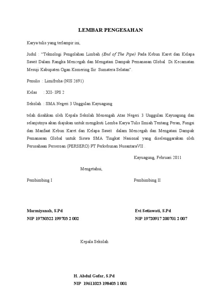 LEMBAR PENGESAHAN Lomba Karet Dan Kelapa Sawit | PDF