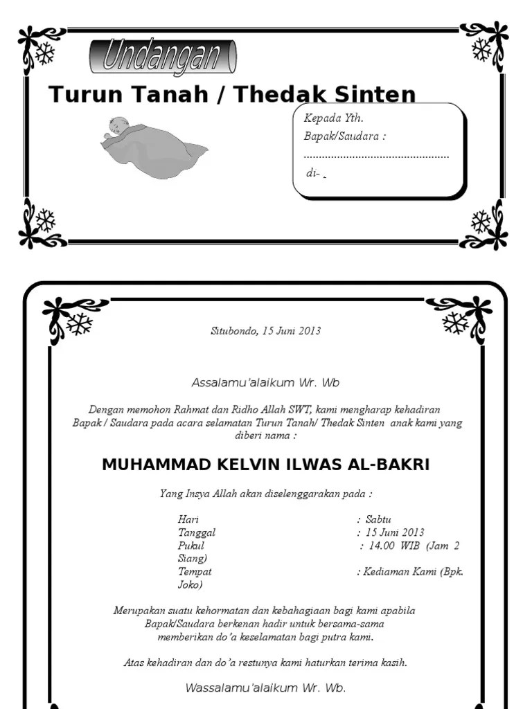 Doa Selamatan Anak Turun Tanah