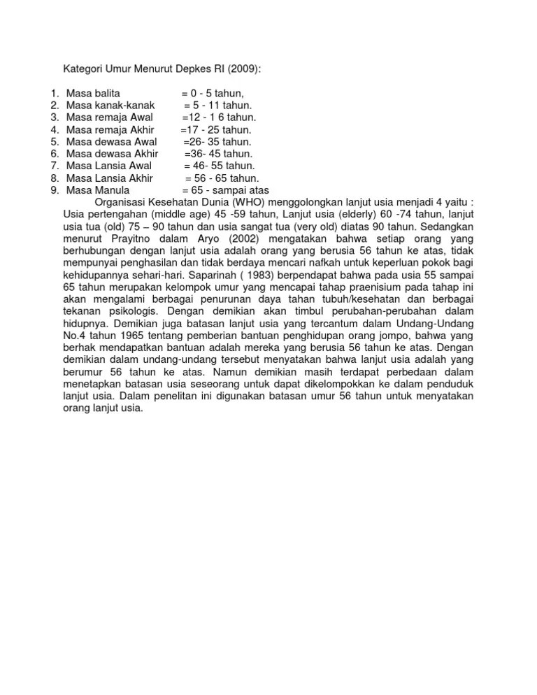 Kategori Umur Menurut Depkes RI