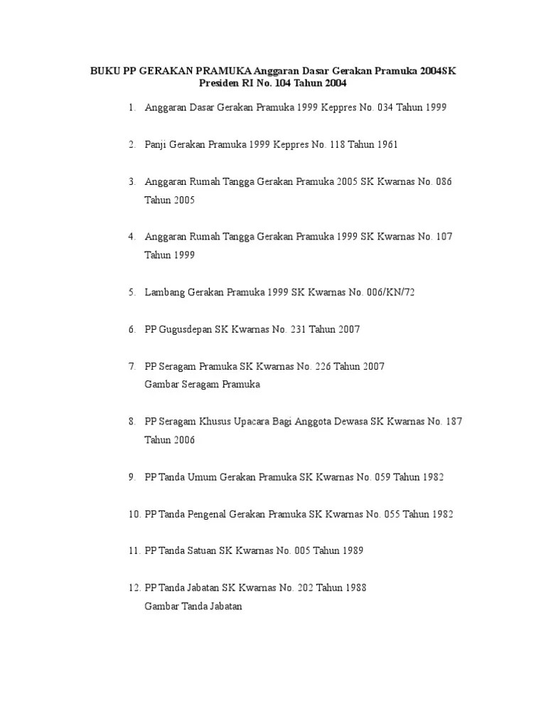 Anggaran Dasar Gerakan Pramuka | PDF