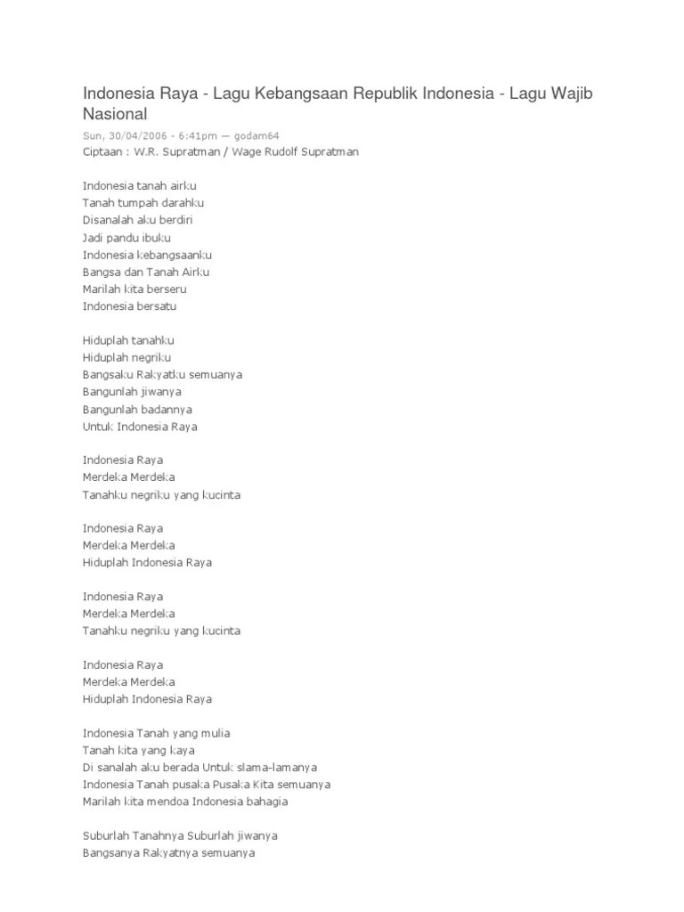 LIRIK Lagu Daerah | PDF