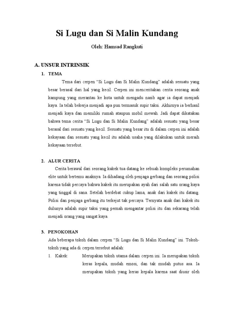 Si Lugu Dan Si Malin Kundang | PDF