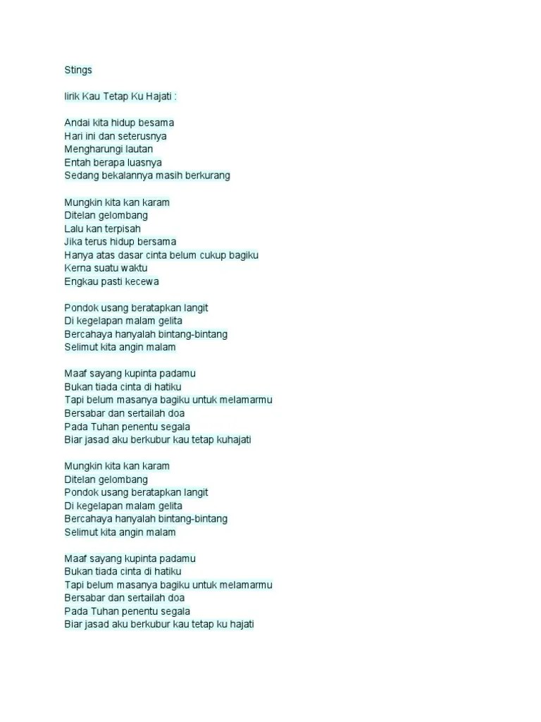 Tak akan ku ulangi maafkan jika kau ku sayangi dan bila ku menanti . Kau Tetap Ku Sayang Rasanya