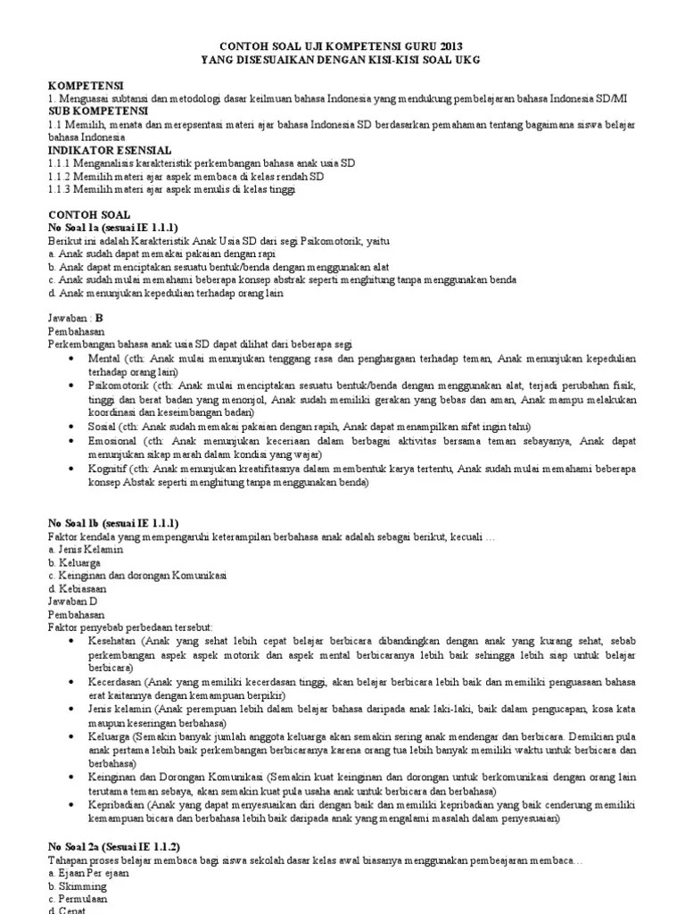 Akg 2020 contoh soal asesmen kompetensi . Contoh Soal Ukg Mi Kelas Rendah