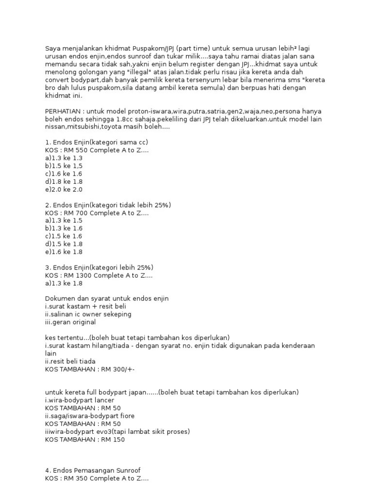 Sekiranya anda hilang geran kereta atau motosikal, anda boleh mendapatkan semula salinan geran di cawangan jabatan pengangkutan jalan (jpj) berhampiran. Syarat Tukar Enjin Pdf