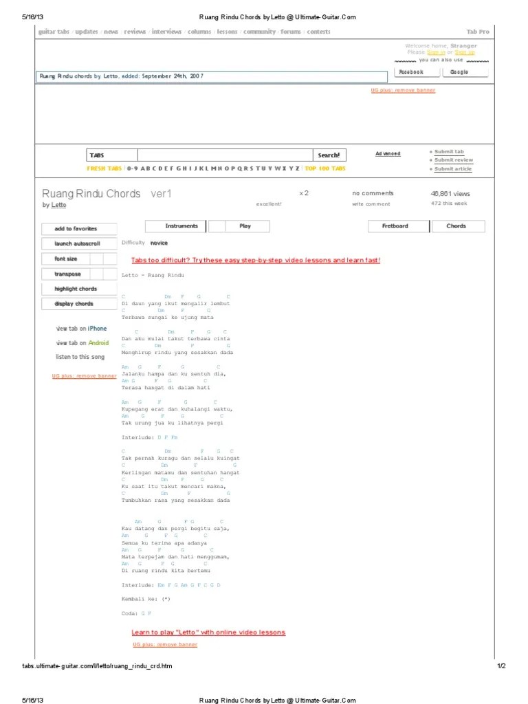 Berikut kunci gitar ruang rindu lagu dari letto pake kunci dasar semua, semoga teman teman paham apa yang saya sampaikan . Ruang Rindu Chords By Letto At Ultimate Guitar Pdf Secondary Sources Irish Musical Instruments
