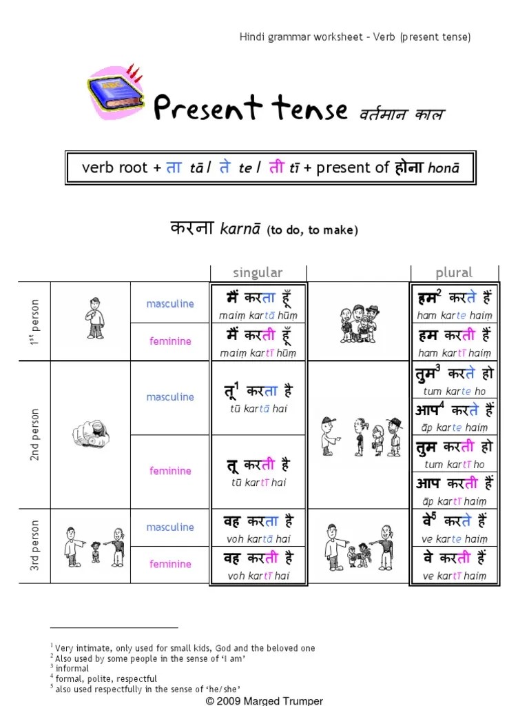 1 present indefinite tense in hindi. Hindi grammar worksheet - Present tense (action in simple ...