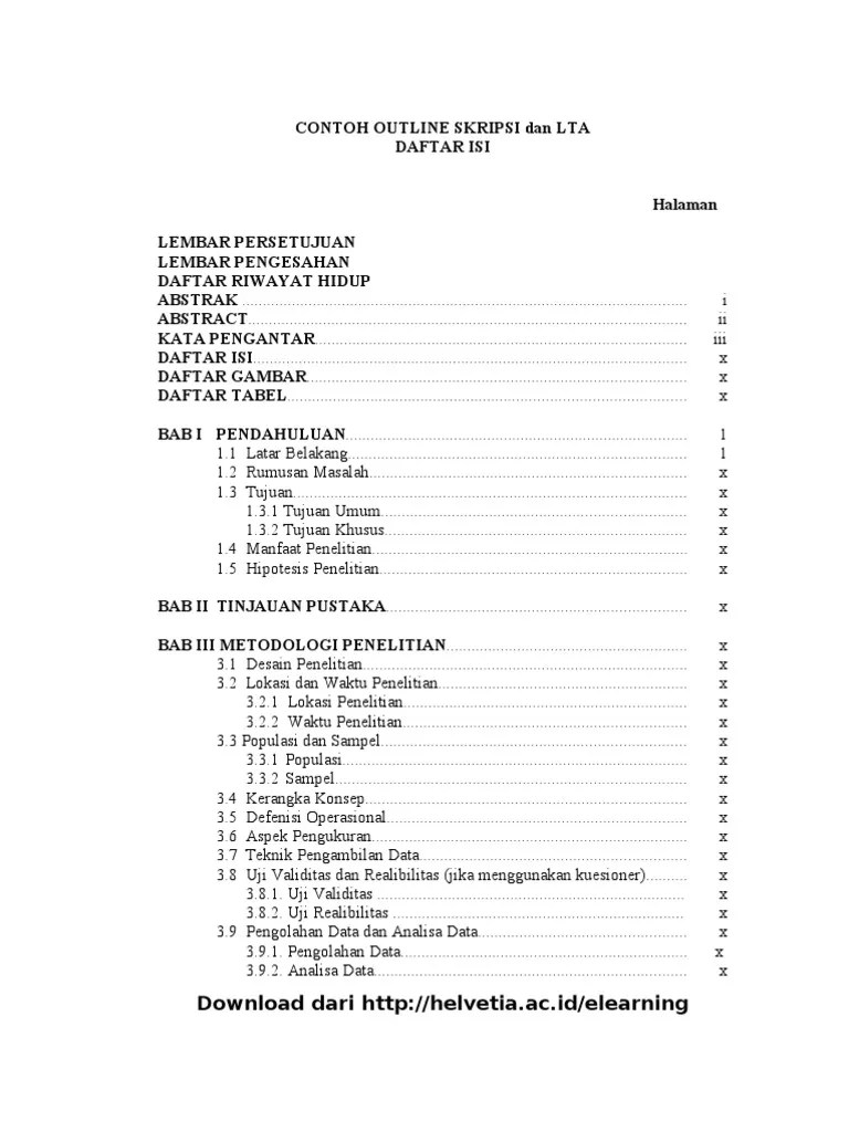 Form baku daftar riwayat hidup (download); Outline Skripsi Pdf