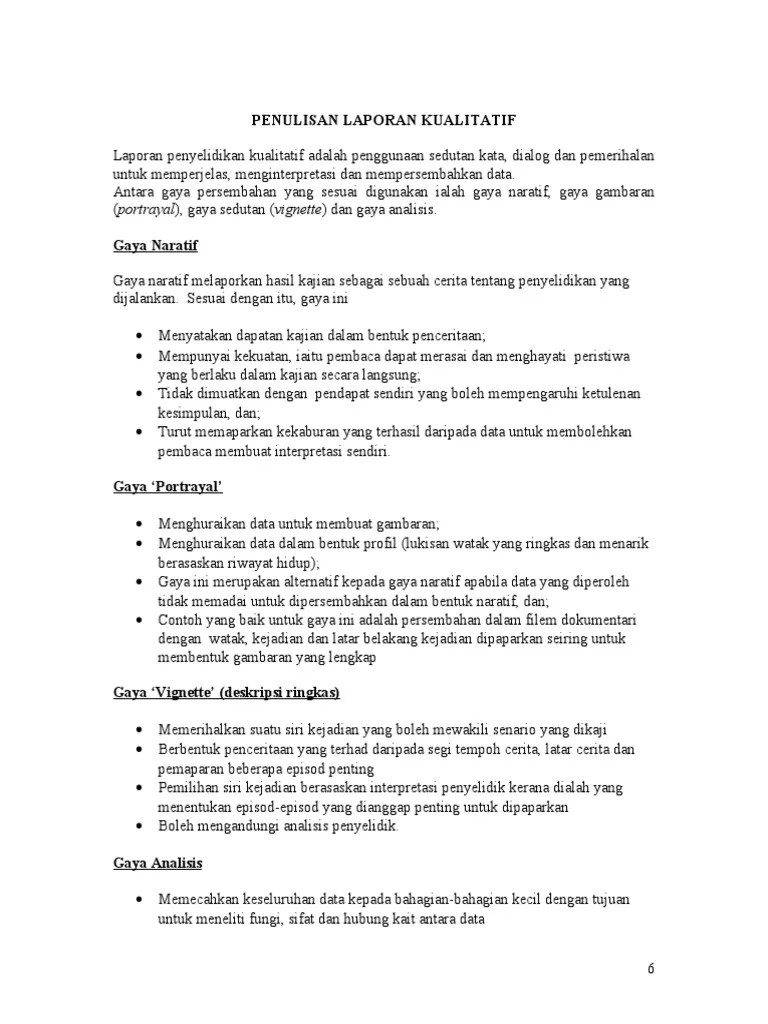 Merancang dan menulis sumber laporan. Penulisan Laporan Kualitatif Pdf