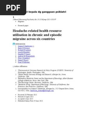Penuhi kebutuhan cairan tubuh · 2. Nyeri Kepala Dg Gangguan Psikiatri Pdf Comorbidity Migraine