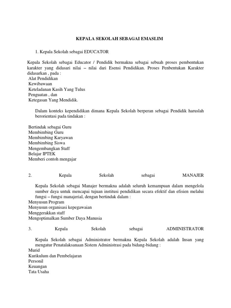 Kepala Sekolah Sebagai Emaslim | PDF