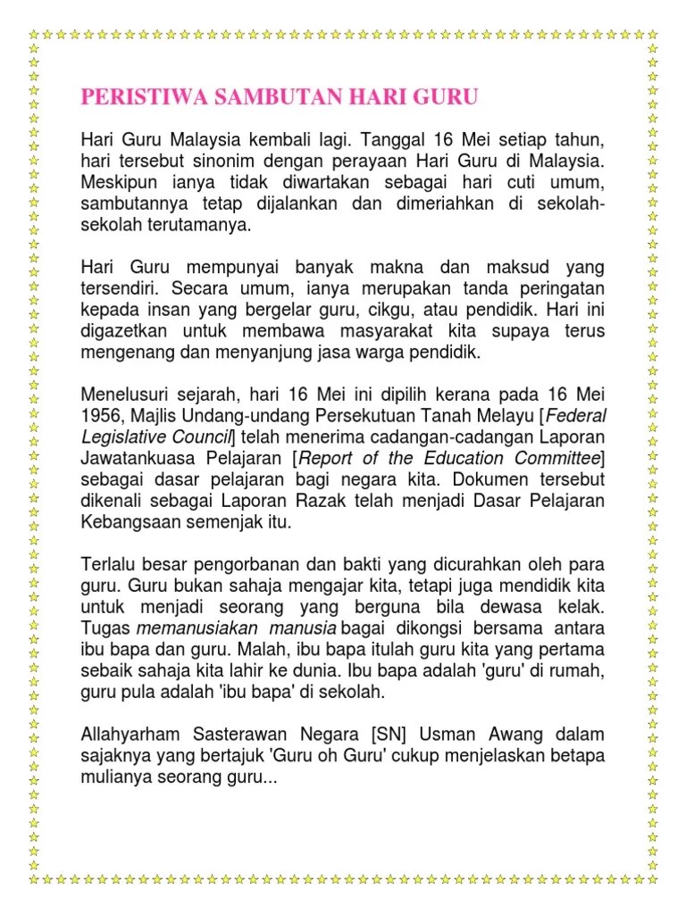 Selamat datang ke channel cikgu ruzylawati. Sejarah Hari Guru Malaysia