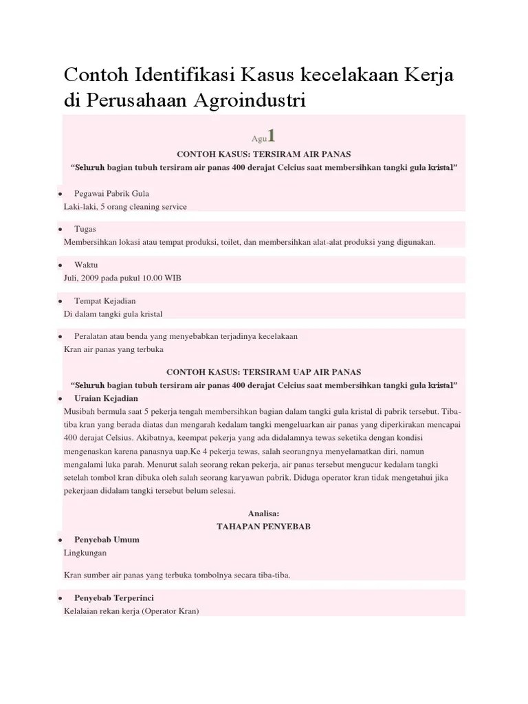 Evaluasi fungsi penerapan kesehatan dan keselamatan kerja dengan. Identifikasi Kasus Kecelakaan Kerja Pdf
