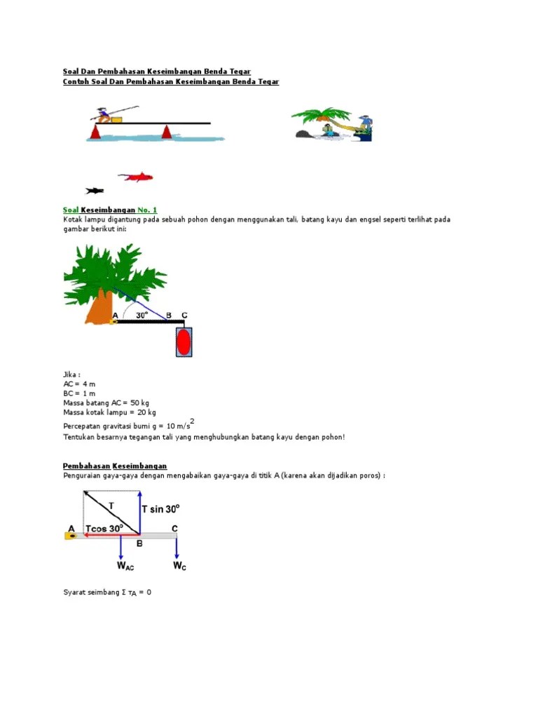 Soal Dan Pembahasan Keseimbangan Benda Tegar | PDF