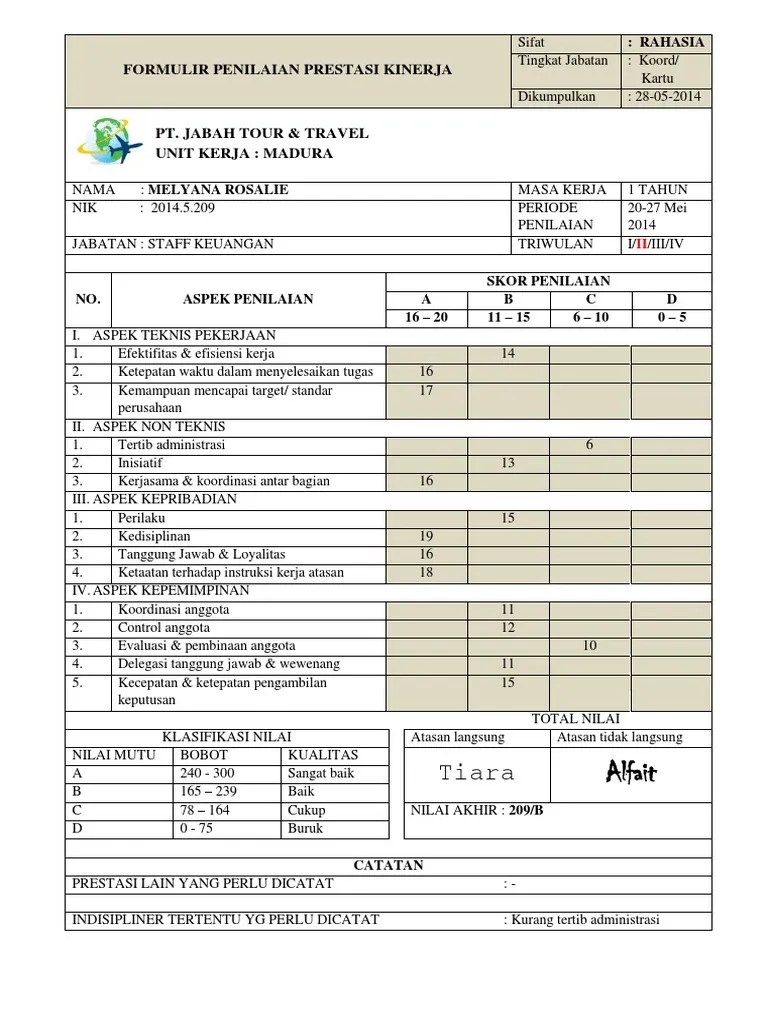 Formulir Penilaian Prestasi Kinerja | PDF