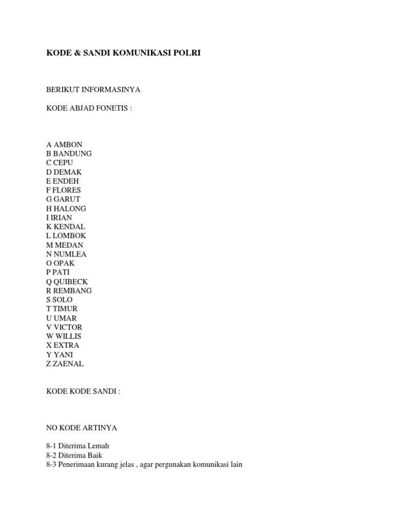KODE Sandi Polri | PDF