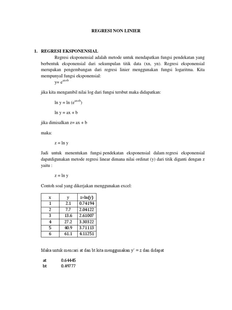 Simpan simpan regresi contoh soal dan soal untuk nanti. Regresi Non Linier
