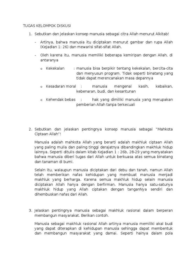 Sebutkan Dan Jelaskan Konsep Manusia Sebagai Citra Allah Menurut Alkitab |  PDF