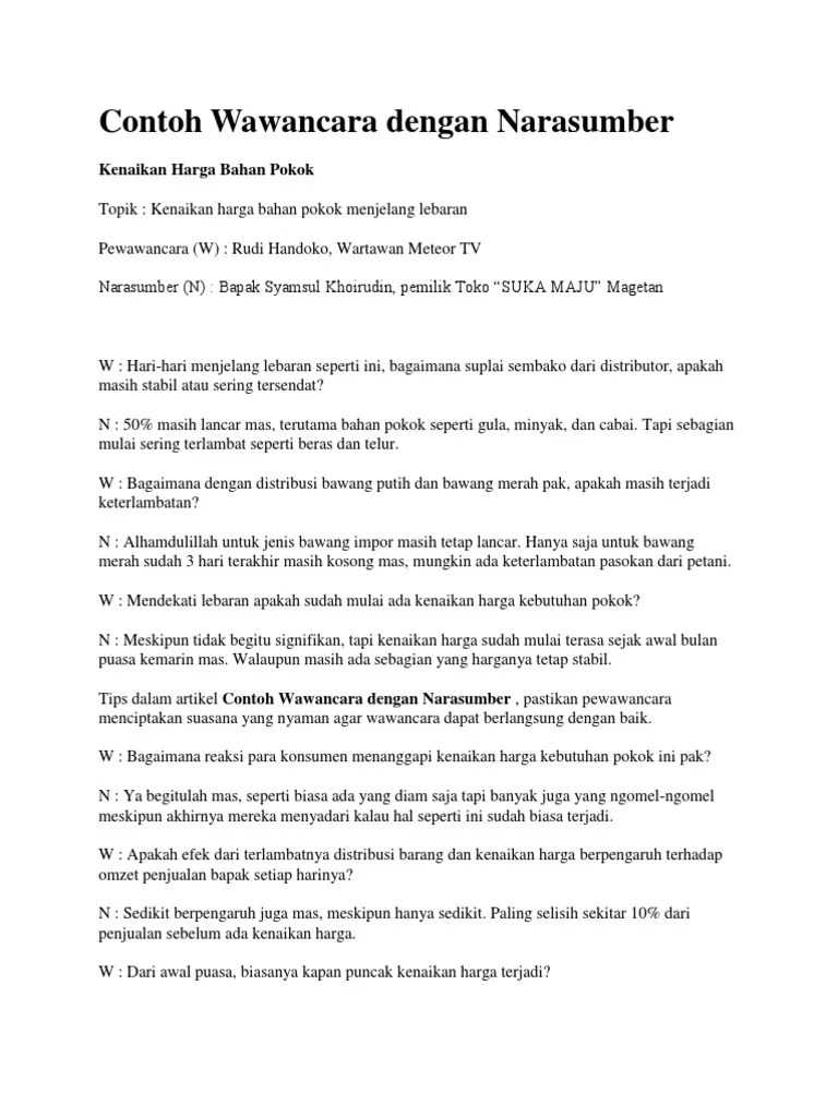 Contoh Teks Wawancara Bahasa Jawa - Aneka Macam Contoh