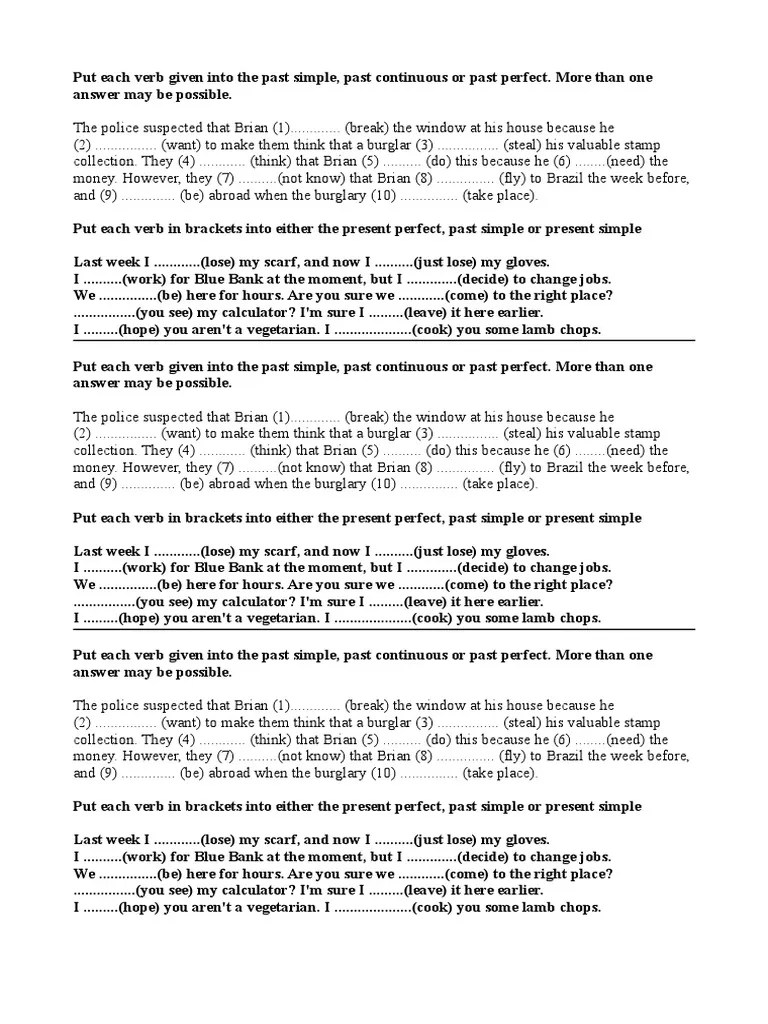 Druhaci Test Na Present and Past Tenses | PDF | Burglary | Rules