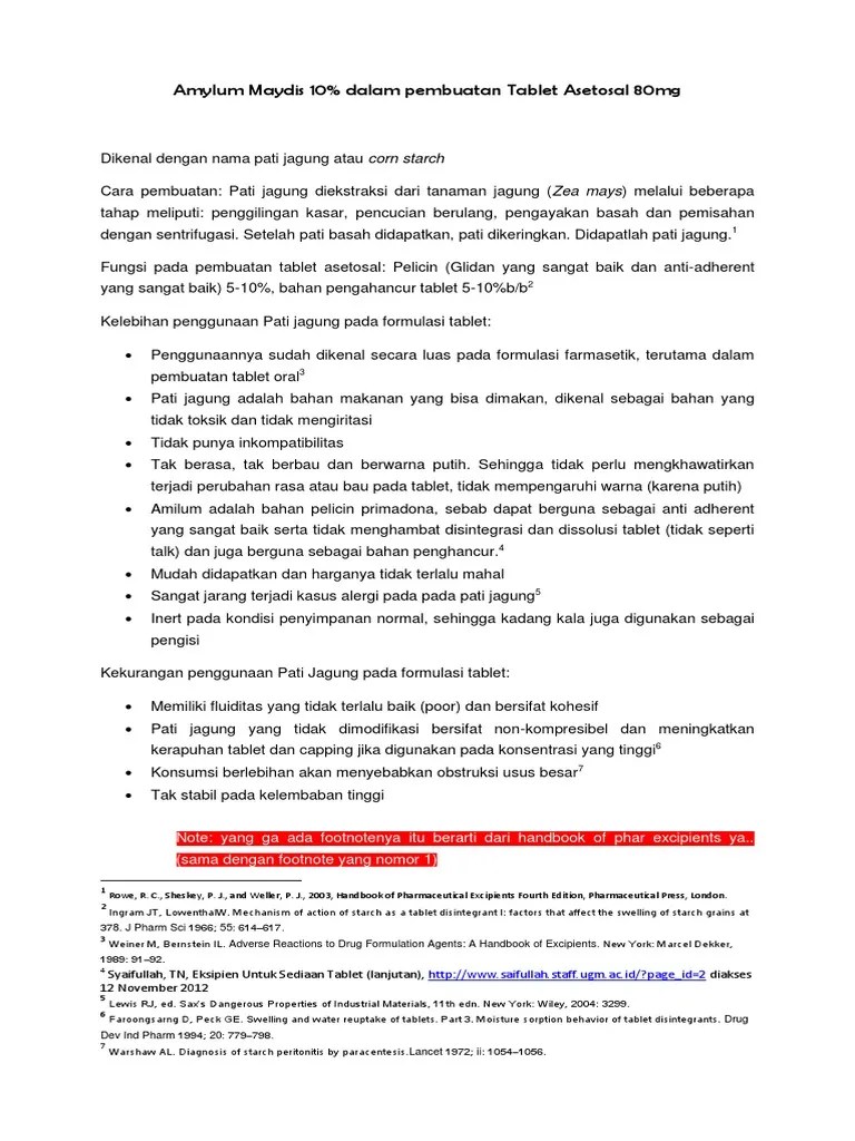 Amylum Maydis Tablet Tugas | PDF