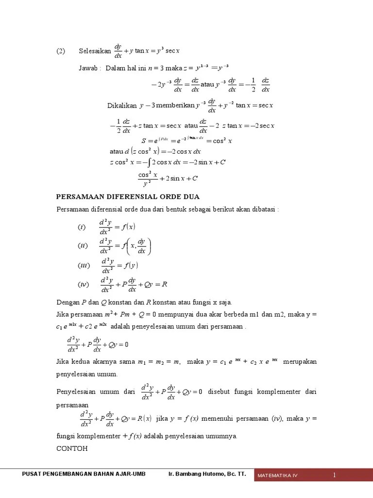 Kumpulan gambar tentang contoh soal persamaan diferensial homogen, klik untuk melihat koleksi gambar lain di kibrispdr.org. Contoh Soal Persamaan Homogen Dengan Substitusi Y V X Beinyu Com