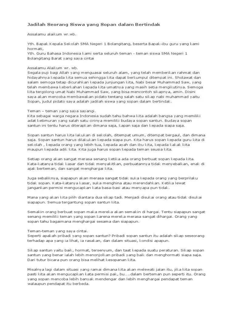 Contoh Naskah Pidato Apel Pagi Di Sekolah