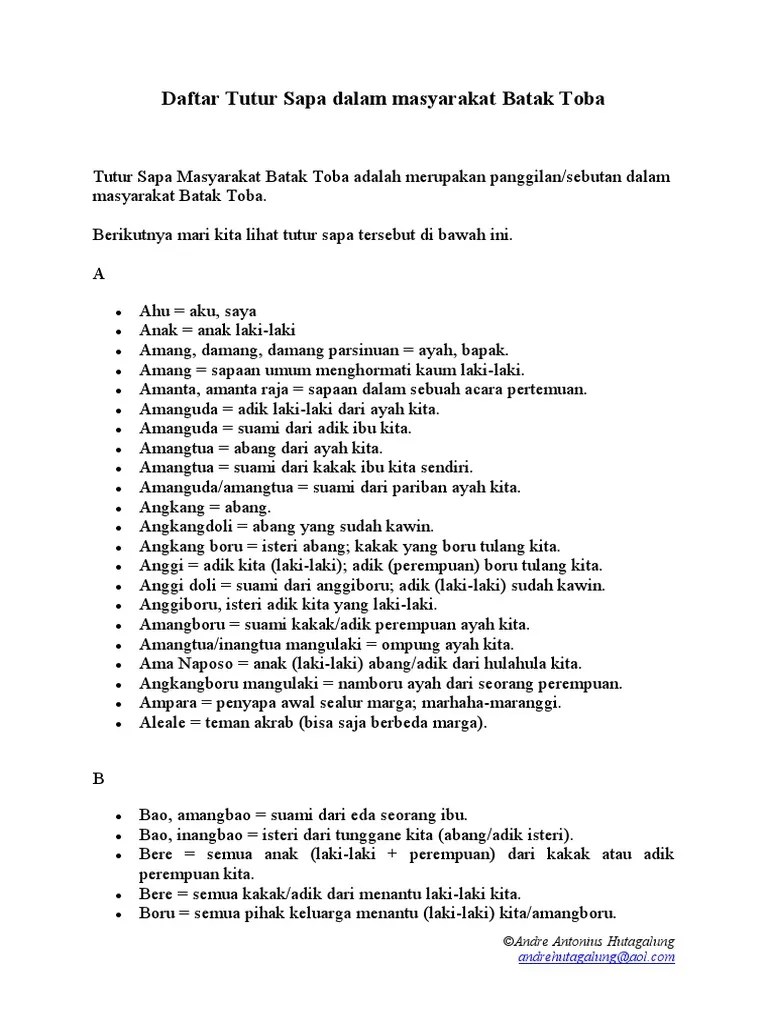 Sama Sama Dalam Bahasa Batak Toba