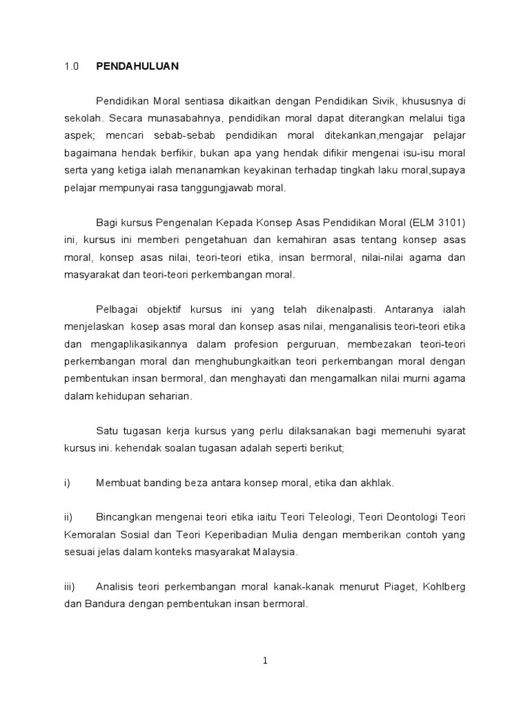 (c) nyatakan dua kebaikan tingkah laku bermoral. Moral Elm 3101 Pdf