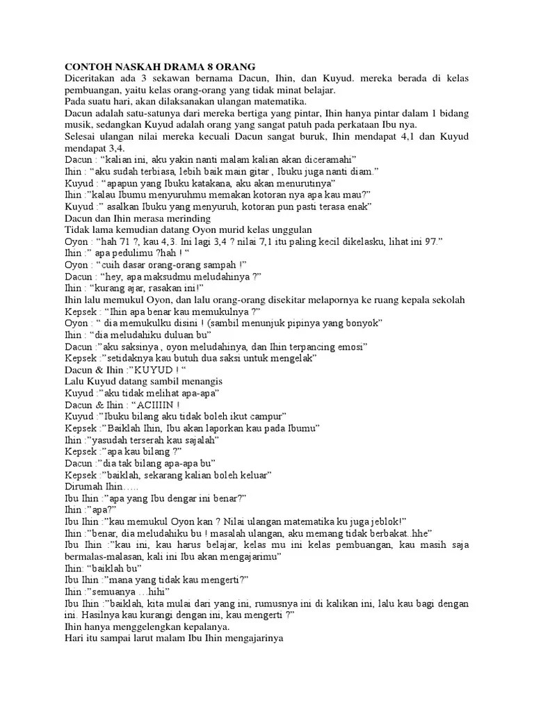Contoh Naskah Drama Komedi 8 Orang Pemain - Aneka Macam Contoh
