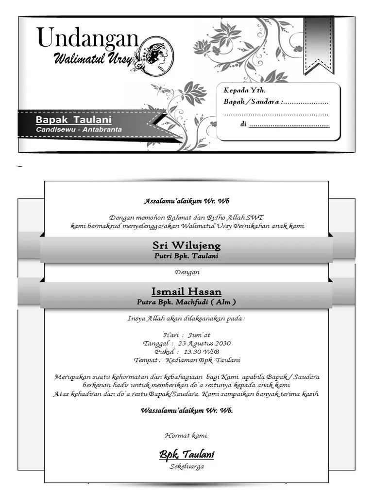Upload file contoh undangan pernikahan walimatul ursy dengan format microsoft word.docx j0vmd9j72x0x. Undangan Walimatul Ursy Simple