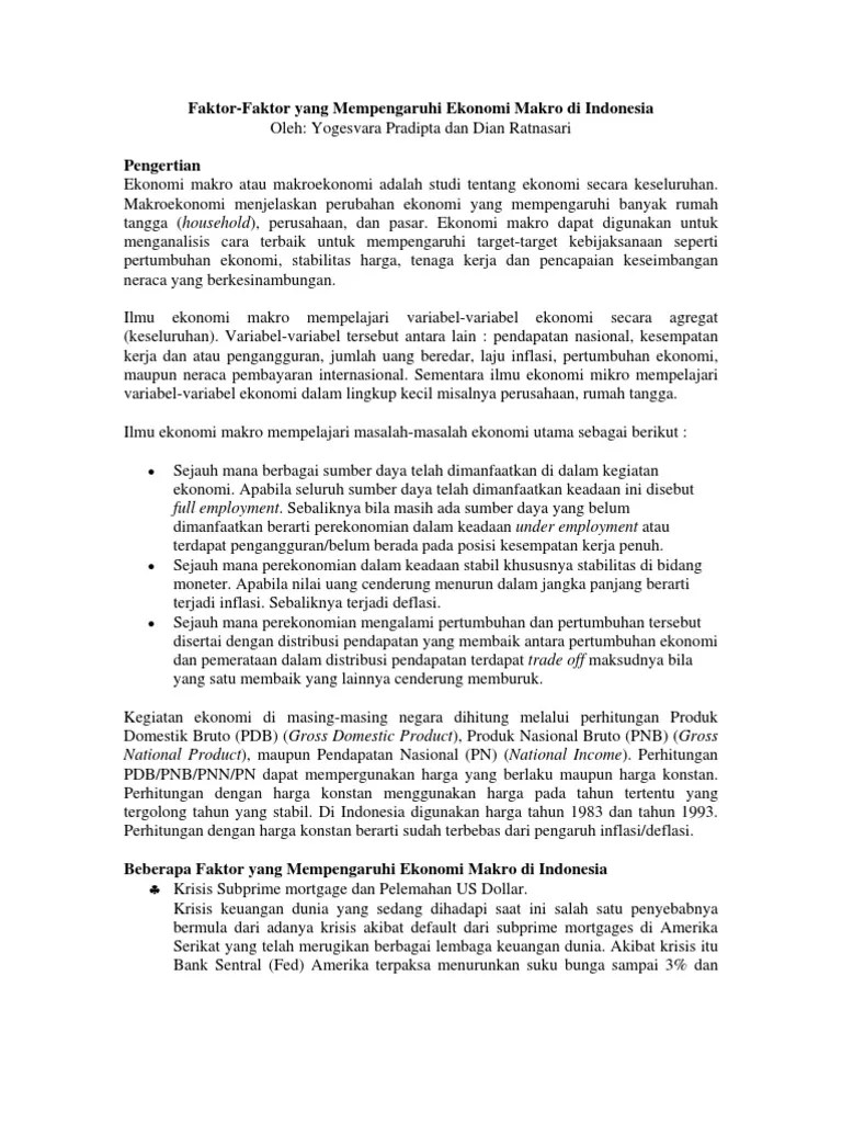 Faktor-Faktor Yang Mempengaruhi Ekonomi Makro Di Indonesia | PDF