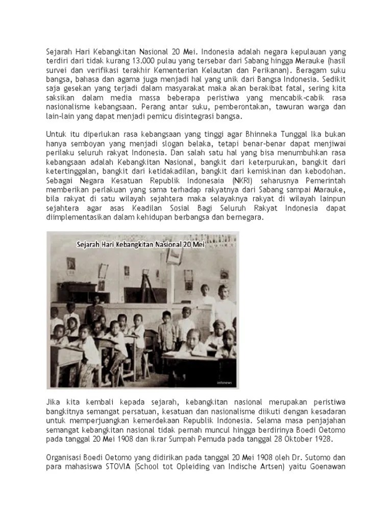 Sejarah terbentuknya hari kebangkitan nasional berawal dari hari. Sejarah Kebangkitan Nasional Pdf