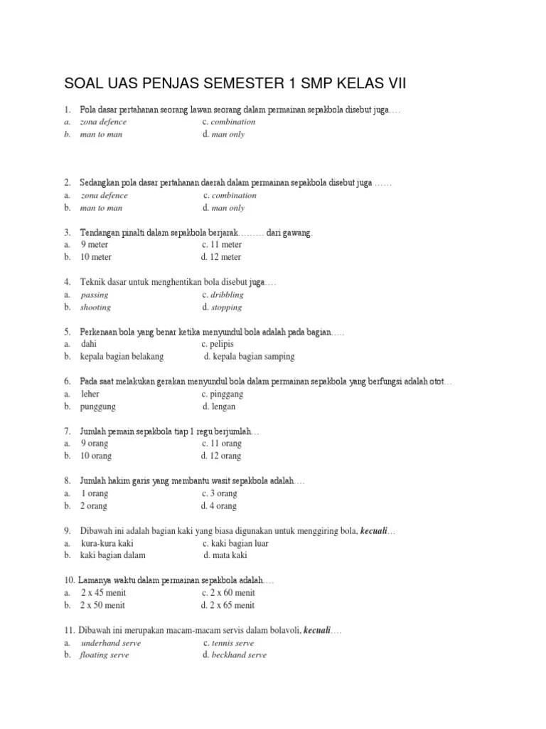 Soal Penjas SMP | PDF
