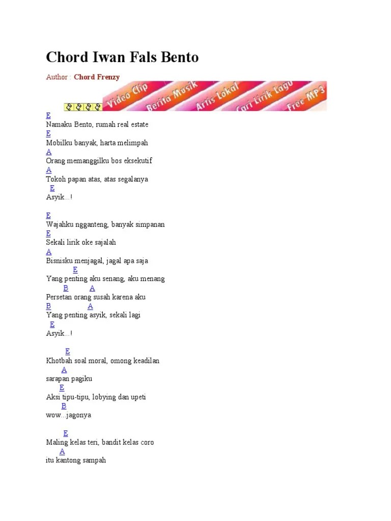 Bento chords by iwan fals. Chord Iwan Fals Bento