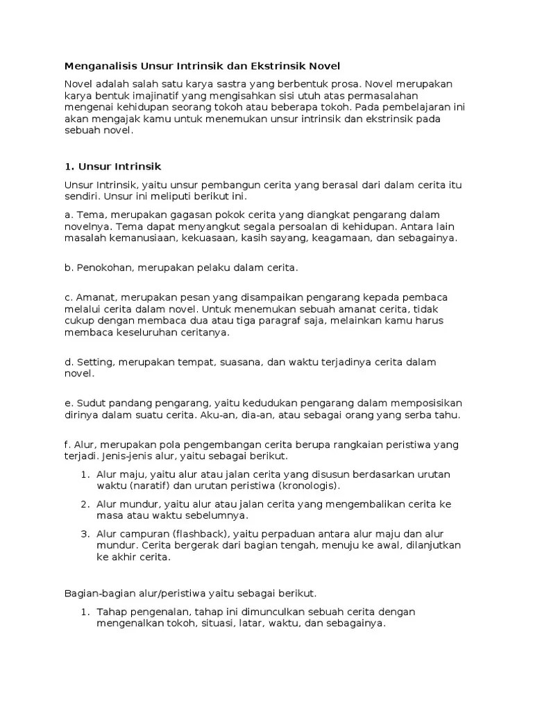 Unsur Intrinsik Novel Dari Ave Maria Ke Jalan Lain Ke Roma - Berbagai Unsur