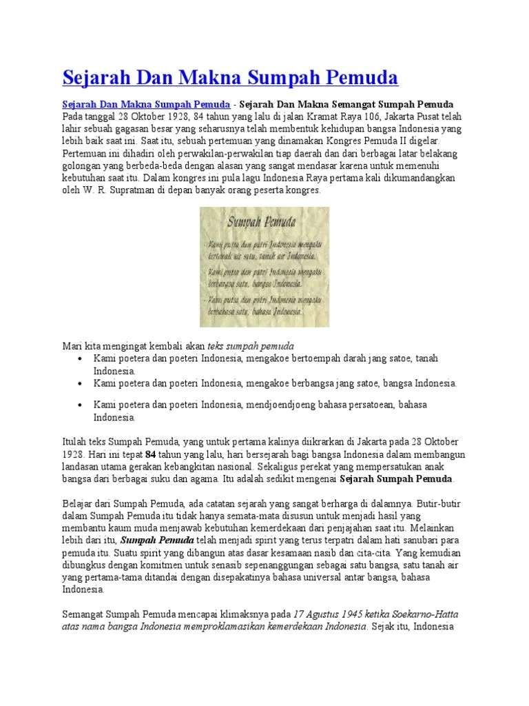Sejarah Dan Makna Sumpah Pemuda | PDF