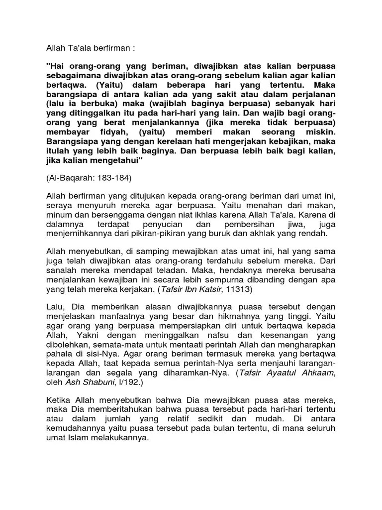 Maka barangsiapa di antara kamu sakit atau dalam perjalanan (lalu tidak berpuasa), maka (wajib mengganti) sebanyak hari (yang . Al Baqarah 182 186