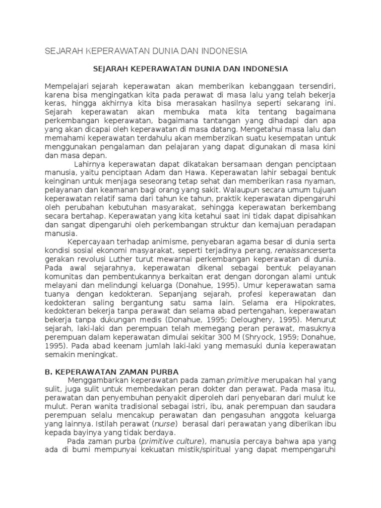 Sejarah Keperawatan Dunia Dan Indonesia | PDF