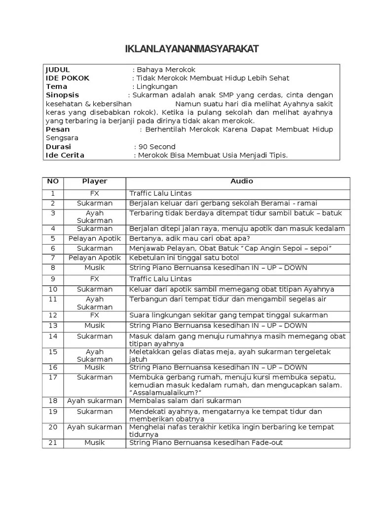 Contoh Storyline Iklan – Beinyu.com