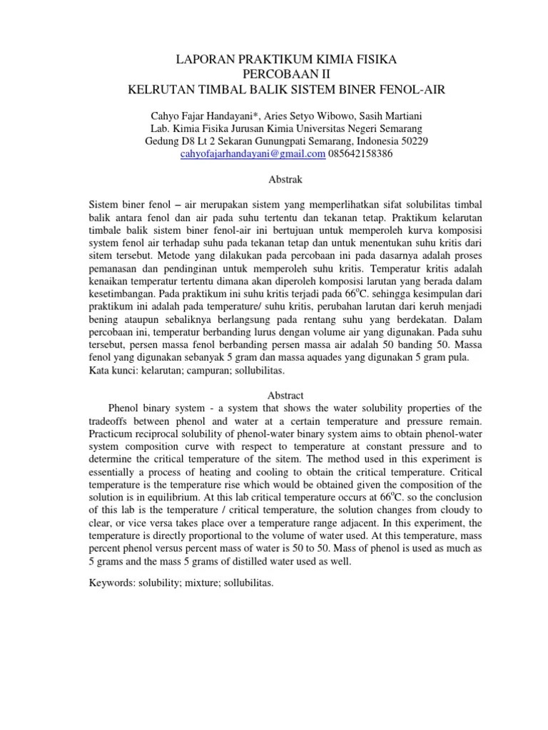 Laporan Praktikum Kimia Fisika Bab 2 | PDF