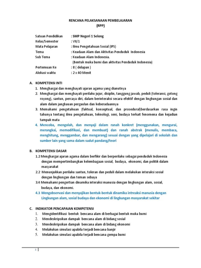 Rpp ips kelas 6 semester 2 1. Contoh Rpp Ips Smp Pdf