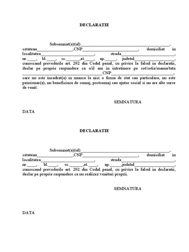 Declaratie Pe Propria Raspundere Model - Model de declaratie pe proprie raspundere ca sa poti iesi / Declarație pe proprie răspundere declar pe proprie răspundere, cunoscând prevederile articolului 326 din codul penal privind falsul.